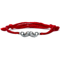Meenakari 92.5 Sterling Silver Mustache & Mooch Charm Adjustable Bracelet Rakhi For Men (Oxidised Silver)