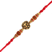 I Jewels Gold Plated Designer Stone Studded Lion Rakhi Bracelet With Roli Chawal & Rakshabandhan Card For Men/Brother/Bhaiya (R760)