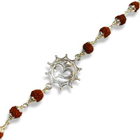 Hem Jewels Pure Silver Rudraksh Rakhi With Om Motif For Brother (Hj_Rkh39)