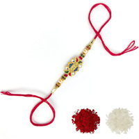 Abhishek Exclusive Designer Meenakari Veera Rakhi For Brother Men With Roli-Chawal Pack