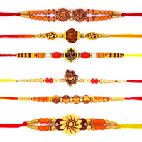 Dmoksh Set Of 6 Pcs Rakhi For Brother Rakhi For Bhaiya And Bhabhi With Roli And Rise Best Gift Rakhi For Rakshabandhan Comborakhi