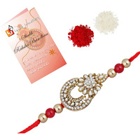Lucky Jewellery Rakhi 18 K Gold Plated Rakhe Boho Collection Rakshabandan Rakhee Bracelet For Bro/Brother/Bhaiya/Bhai/Bhabhi Rakshasutra (122-Wesr1-E2356-1)