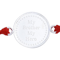 Ananth Jewels Men's Cotton 92.5 Sterling Silver Rakhi Bracelet For Brother (Red)