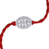 Ananth Jewels Men's Cotton 92.5 Sterling Silver Rakhi Bracelet For Brother (Red)