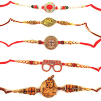 Mancloem Exclusive Rakhi Gift Set  Fancy Designer Threads For Brother, Boys, Bhaiya & Bhabhi  Traditional Rakhi Combo Pack Of 5 | Medium Size Festival Collectio