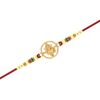 Perrian 18K(750) Pure Yellow Gold Ganpati Rakhi For Brother And Bhabhi | Real 18K Gold Rakhi Cum Pendant | Ganesh Rakhi Bracelet | Unique Raksha Bandhan Gift For Brother | Rakhi Gift For Sister