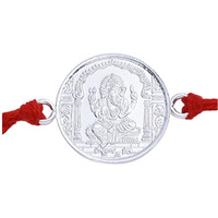 Ananth Jewels Men's Cotton 92.5 Sterling Silver Rakhi Bracelet For Brother (Red)