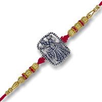 Hem Jewels Pure Silver Rakhi For Brother With Cotton Thread | Silver Rakhi With Radhe Krishna Motif | Silver Rakhi For Boys | (Hj_Rkh1X9)