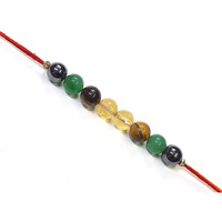 Enlinea Natural Gemstone Rakhi Free Size Citrine Green Amethyst And Pyrite 8Mm