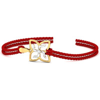 Kuberbox 18K Petal-O-Swastik Gold Rakhi Cum Pendant For Men/Boys Raksha Bandhan Gift For Brother Premium Packaging Bis Hallmarked