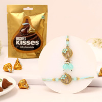 The Purple Tree Raksha Bandhan Gift Combo With Rakhi And Premium Milk Chocolates | 2 Pc Bhaiya Bhabhi Blue Peacock Rakhis With Chocolate, Roli Chawal And Card | Rakshabandhan Gift Hamper For Bhai Bhabhi