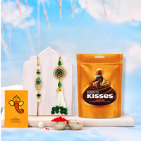 Craftvatika Rakhi For Brother And Bhabhi With Chocolate Gift Combo, Couple Bhaiya Bhabhi Pair Rakhi Set, Premium Designer Rakhi With Chocolates, Rakhi Set Of 2, Rakhis For Rakshabandhan