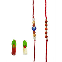 Mehrunnisa Handmade Rudraksh & Heart Evil Eye Rakhi With Roli Chawal (Rak2739)