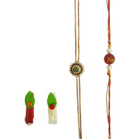 Mehrunnisa Set Of 2 Handmade Tibetan Mantra & Crystal Rakhis With Roli & Chawal (Rak1051)