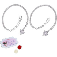 Jfl Unisex Adult - Jewellery For Less Combo Of One Gram Silver Plated Ganesha Bracelet Rakhi For Bhaiya Bhabhi,Valentine