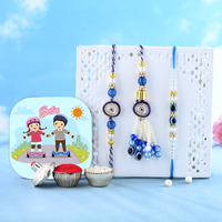 Craftvatika Evil Eye Rakhi Set For Brother Bhabhi Kids, Rakhi Set Of 3 For Bhaiya Bhabhi Kids, Rakhi For Men Women, Evil Eye Lumba, Rakhis With Magnet Gift, Fridge Magnet For Fridge Door Decor