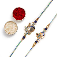 The Purple Tree Mens Meenakari Peacock Rakhis For Brother With Roli Chawal And Card (Pack Of 2) Rakhi For Bhai, Rakshabandhan Gift For Brother, Rakhi Gift, Rakhi Combo