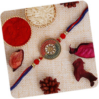 Ecraftindia Red Blue Round Designer Rakhi For Brother Bhaiya Bhai | Roli Chawal Pack | Rakhi Combo | Rakhis For Raksha Bandhan