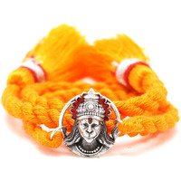 Meenakari Heritage Jewellery Pure 925 Sterling Silver Shri Hanuman Rakhi Set With Roli Chawal And Rakshabandhan Greeting Card For Brother/Boys/Men/Unisex (Hanuman)
