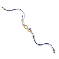 Salty Set Of 1 Infinite Love Peal Evil Eye Designer Thread Rakhi For Brother | Rakhi Gift Pack For Sister, Bhaiya And Bhabhi | Bracelet For Men, Women | Fancy Jewellery Combo Gifts