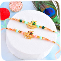 Craftvatika Rakhi Set For Brother, Rakhi Set Of 2 For Brother Boy Men, Designer Peacock Feather Rakhi For Bhaiya, Rakshabandhan Thread Raksha Sutra For Bhai, Tillak Set Best Wishes Card