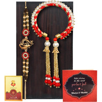 Tied Ribbons Rakhi For Brother And Bhabhi - Designer Bangle Rakhi's Set Of 2 With Greeting Card And Tikka Combo - Bracelet Lumba Rakhi For Bhaiya Bhabhi - For Rakshabandhan Couple