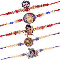 Tied Ribbons Rakhi For Brother Set Of 5 With Greeting Card And Tikka - Bracelet Rakhi For Brother Bhaiya Bhai Kids Boys Men - For Rakshabandhan
