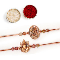 The Purple Tree Rose Gold Divine Ganesha And Radha Krishna Rakhi For Bhai (Pack Of 2), Handmade Rakhi For Brother, Rakshabandhan Gift For Bhai, Best Rakhi For Bhaiya