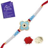Sukkhi Rakhi Fusion Evil Eye Meenakari Premium Rakhi For Brother With Roli Chawal & Greeting Card | Rakhi For Bhaiya | Rakhi For Men | Evil Eye Meenakari Rakhi | Evil Eye Rakhi | (Rak104460)
