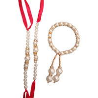 Neobaby Pearl Rakhi Combo Set For Brother & Bhabhi | 2 Pcs Elegant Stone & Pearl Rakhi & 1 Pc Bracelet With Roli & Chawal | Raksha Bandhan Gift Pack For Bhai & Bhabhi