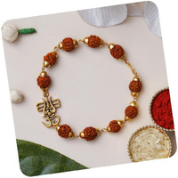 Ecraftindia Om Trishul Rudraksha Bracelet Rakhi For Men For Brother With Roli Chawal Pack