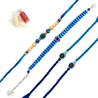 To The Nines Evil Eye Bhaiya Bhabhi Rakhi With 2 Kids Rakhi, Greeting Card & Tilak Material  Bracelet Rakhi Set