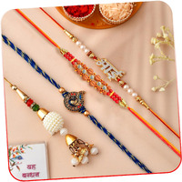 Rakhis For Bhai Bhabhi Brother With Gift Combo - Peacock Design Rakhi For Brother Kids - Rakhi For Brother And Bhabhi/Flower Stone Beaded For Bhabhi/Lumba/Rakshabandhan Gifts
