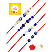 Karatcart Rakhi For Brother Set Of 4 Evil Eye Handmade Rakhi With Roli & Chawal(Kcrr150)