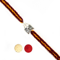 Njels 925 Pure Silver Rakhi For Men Original Silver Oxidised Trishul Damroo Rakhi For Brother Pure Cotton Fancy Rakhi For Brother (925 Hallmark Stamped)