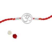Roovi Pure 925 Sterling Silver Om Rakhi For Brother With Roli Chawal | Rakshabandhan Gift For Men & Boys | Authenticity Certificate With 925 Hallmark