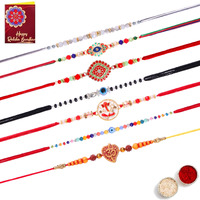 Fashion Frill Mens Rakshabandhan Rakhi For Brother Set Combo Of 7 (Rk641)