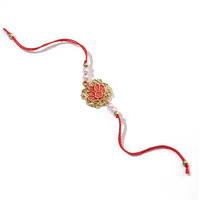 Salty Set Of 1 Tranquil Lotus Pearl Designer Thread Rakhi For Brother | Rakhi Gift Pack For Sister, Bhaiya And Bhabhi | Bracelet For Men, Women | Fancy Jewellery Combo Gifts | Ideal For Gifting Hamper