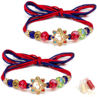 To The Nines Men Rakhi For Brother - Pack Of 2 Rakhi With Tilak Material & Greeting Card