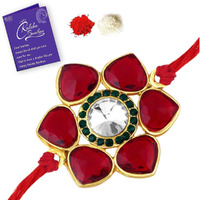 Sukkhi Rakhi Amazing Kundan Designer Gold Plated Premium Rakhi For Brother With Roli Chawal & Greeting Card | Rakhi For Bhaiya | Rakhi For Men | Kundan Rakhi | (Rak73425)