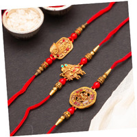 Craftvatika Rakhi Set Of 3 For Brother Bhai Ganesha Rakhi For Bhaiya Radhe Krishna Rakhi Combo Set For Bhaiya Kids Boy Rakshabandhan Rakhi