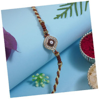 I Jewels Enamel Evil Eye Rakhi With Roli Chawal & Rakshabandhan Card For Bro/Brother/Bhai (R190) (Brown) For Men