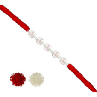 Njels Silver Rakhi 925 Bis Hallmarked Handmade Original Silver Pearl Bracelet Rakhi For Brother For Unisex Adult