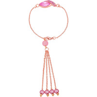 Mahi Rose Gold Plated Pink Crystals Studded Simple And Classic Lumba Rakhi For Bhabhi (Ral1100805Zpin)