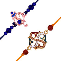 Mahi Combo Of Ganesha And Swastik Rakhis With Meenakari Work Crystals And Rudraksha For Bhaiya (Rco1105533M)