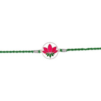 Roovi Pure 925 Sterling Silver Lotus Rakhi Set With Roli Chawal I Rakhi For Brother I 925 Hallmark