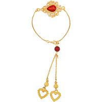 Mahi Gold Plated Red Crystals Studded Simple And Classic Lumba Rakhi For Bhabhi (Ral1100803G)