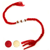 Njels Silver Rakhi Bracelet For Brother | 5 Mukhi Silver Rudraksha Bracelet For Men And Boys | Silver Rakhi For Brother With Pure Cotton Thread | 3 Rudraksha Beads Rakhi