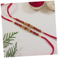 I Jewels Mens Rudraksha Rakhi With Roli Chawal & Rakshabandhan Card For Bro/Brother/Bhai (R219-2)(Set Of 2)