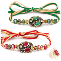 To The Nines Men Rakhi For Brother With Greeting Card & Tilak Material - Pack Of 2 Rakhi